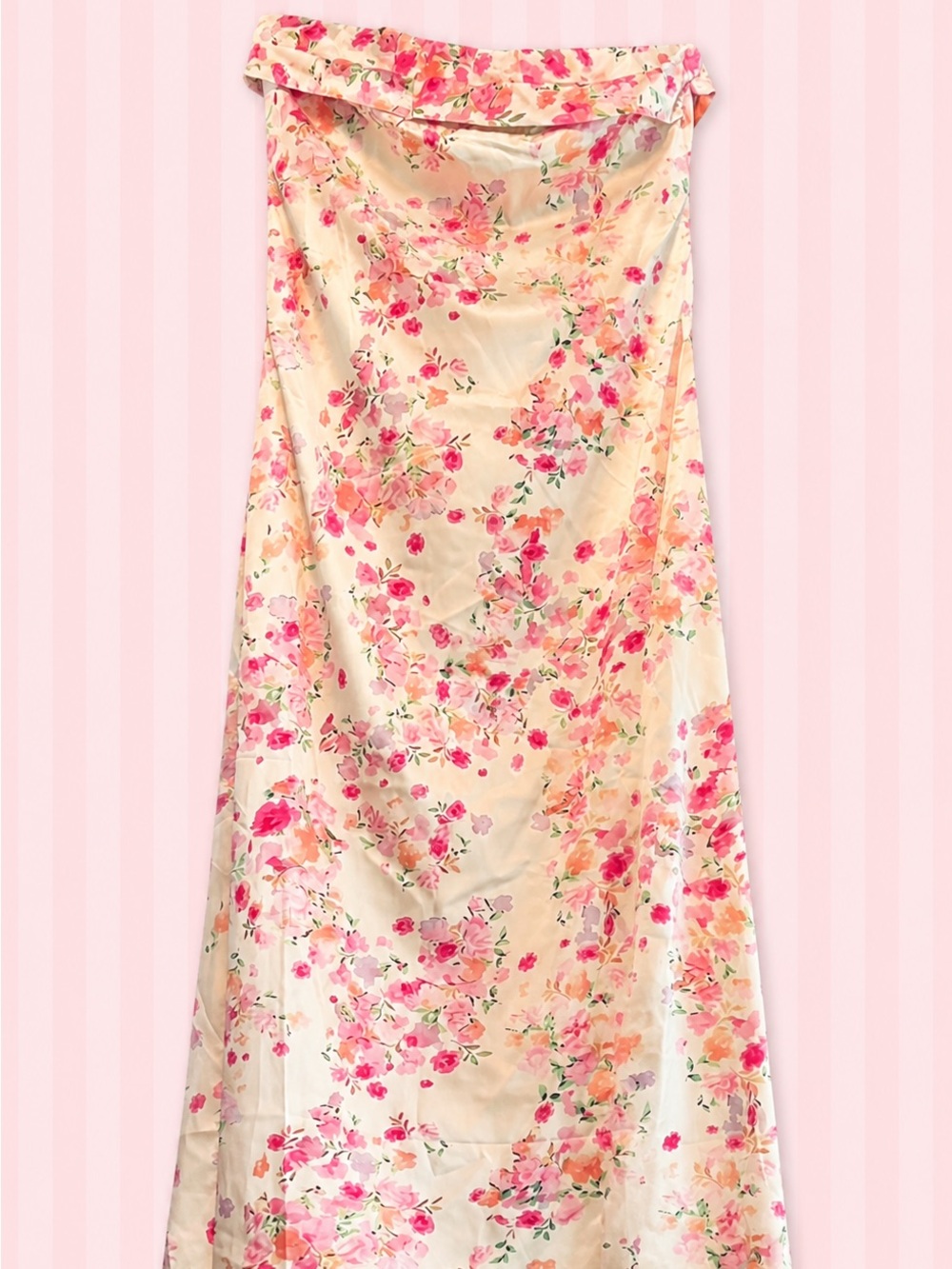 Butter Yellow Floral Satin Maxi Skirt Y2K Romantic Coquette Pink Floral